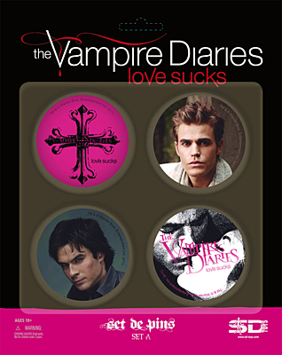 Vampire Diaries (Upíří deníky) - placky 4ks Set A