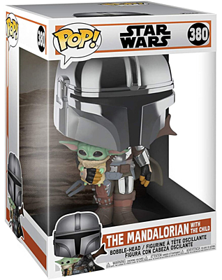 Star Wars: The Mandalorian - The Mandalorian holding The Child Super Sized POP Vinyl Bobble-Head Figure
