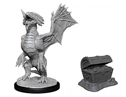 Figurka D&D - Bronze Dragon Wyrmling & Pile of Sea Found Treasure - Unpainted (Dungeons & Dragons: Nolzur's Marvelous Miniatures)