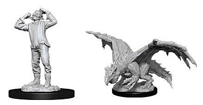 Figurka D&D - Green Dragon Wyrmling & Afflicted Elf - Unpainted (Dungeons & Dragons: Nolzur's Marvelous Miniatures)