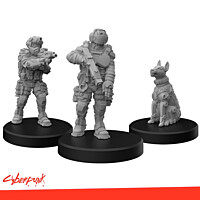 Cyberpunk Red - Sada 3 figurek - Lawmen B (Trooper 2 / K9 Handler 1 / K9 1)