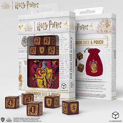 Sada 5 kostek s váčkem - Harry Potter - Nebelvír (Gryffindor) - Red