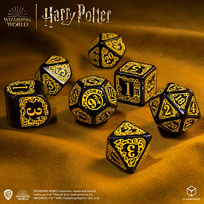 Sada 7 RPG kostek - Harry Potter - Mrzimor (Hufflepuff) - Black Modern